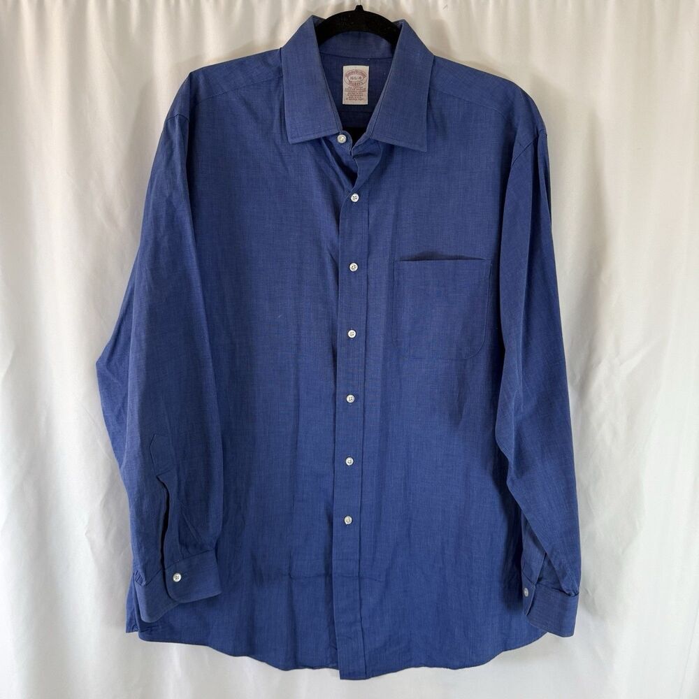 Brooks Brothers Makers Dress Shirt Mens 16.5 4 Blue Button Up Long Sleeve Cotton